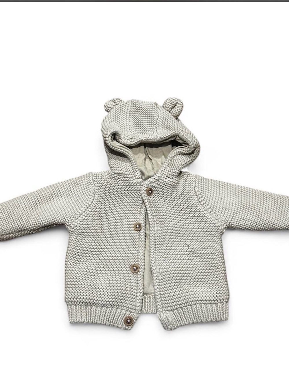 Cozy Knit Hooded Baby Cardigan - Cream